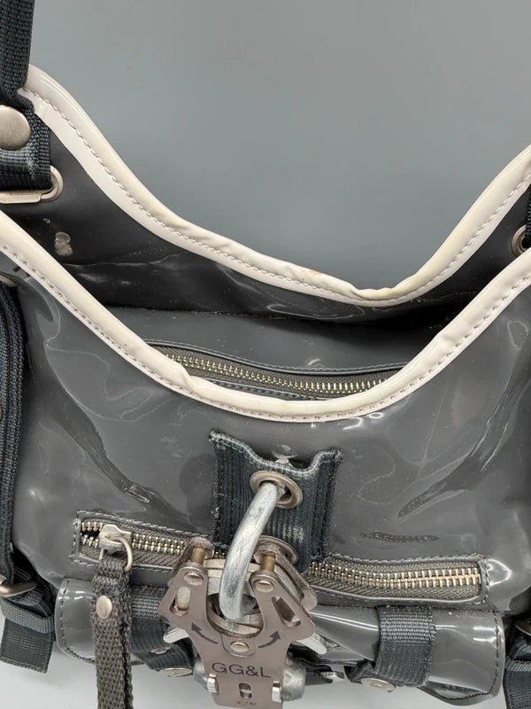 George Gina & Lucy Archive "Petty Coat" Shoulder Bag - Charcoal Grey Patent - Past Pieces