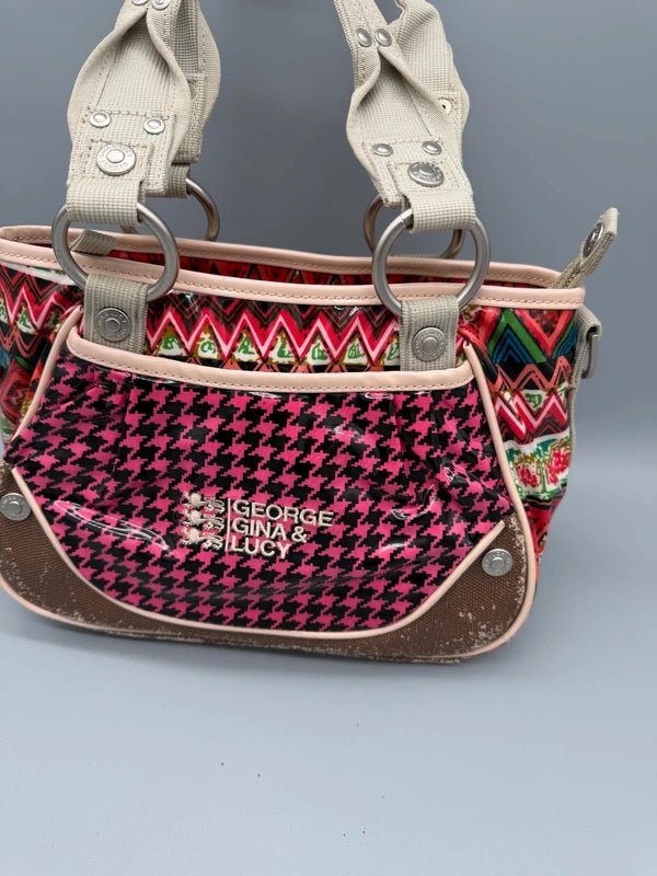 George Gina & Lucy Archive "Tiny Toaster" Mini Bag - Pink Houndstooth - Past Pieces