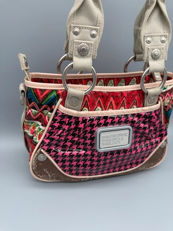 George Gina & Lucy Archive "Tiny Toaster" Mini Bag - Pink Houndstooth