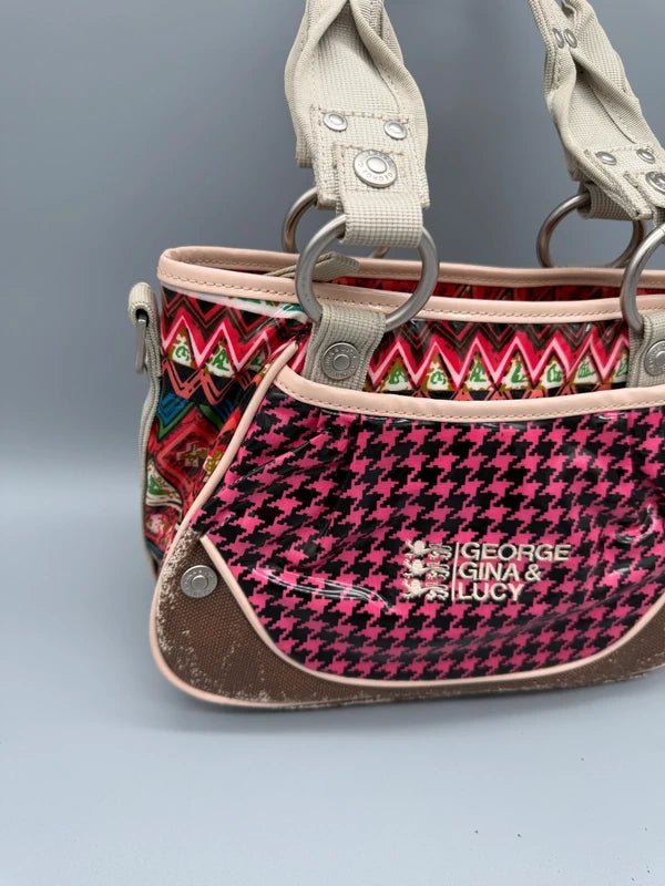 George Gina & Lucy Archive "Tiny Toaster" Mini Bag - Pink Houndstooth - Past Pieces