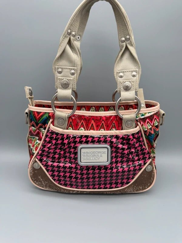 George Gina & Lucy Archive "Tiny Toaster" Mini Bag - Pink Houndstooth