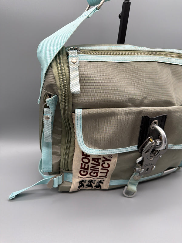 George Gina & Lucy "Mr. Postman" Crossbody Bag - Khaki / Baby Blue Y2K
