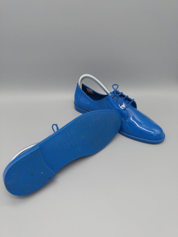 Grendene Vintage "Cyber-Flux" Glossy Derbies – Electric Blue Cyber Y2K Vibe