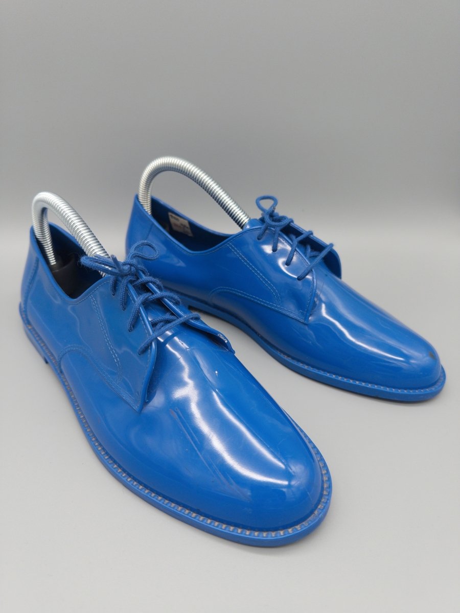 Grendene Vintage "Cyber - Flux" Glossy Derbies – Electric Blue Cyber Y2K Vibe - Past Pieces