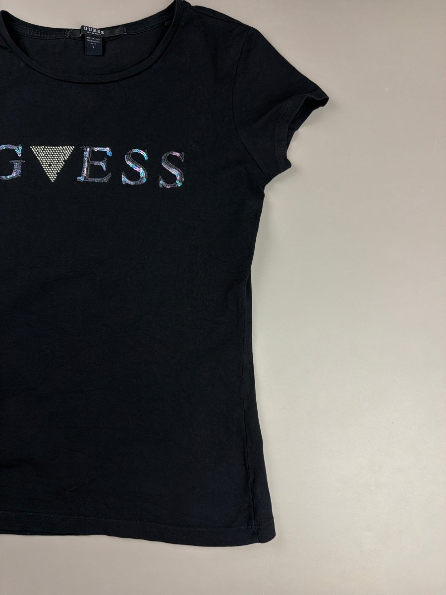 Guess Los Angeles "Sequin Triangle" Tee - All Black - Past Pieces