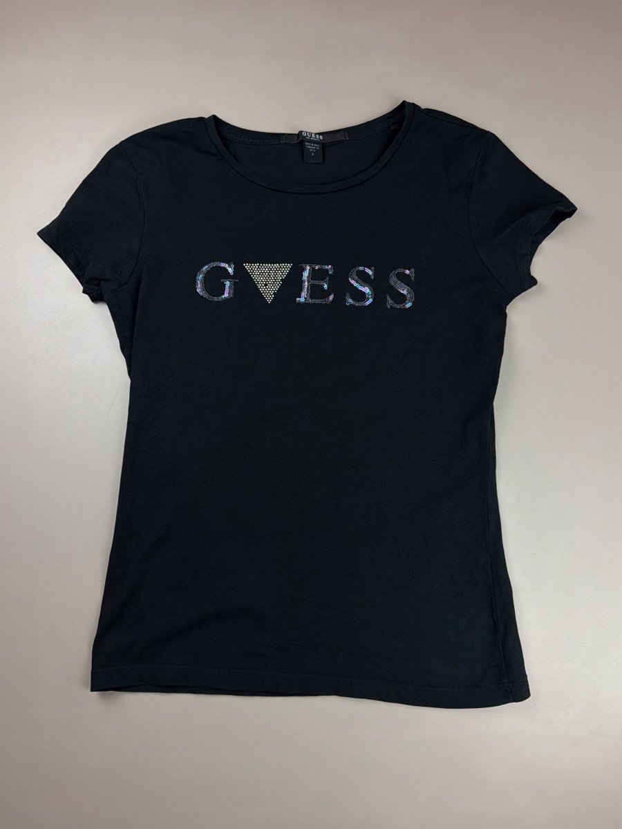 Guess Los Angeles "Sequin Triangle" Tee - All Black - Past Pieces
