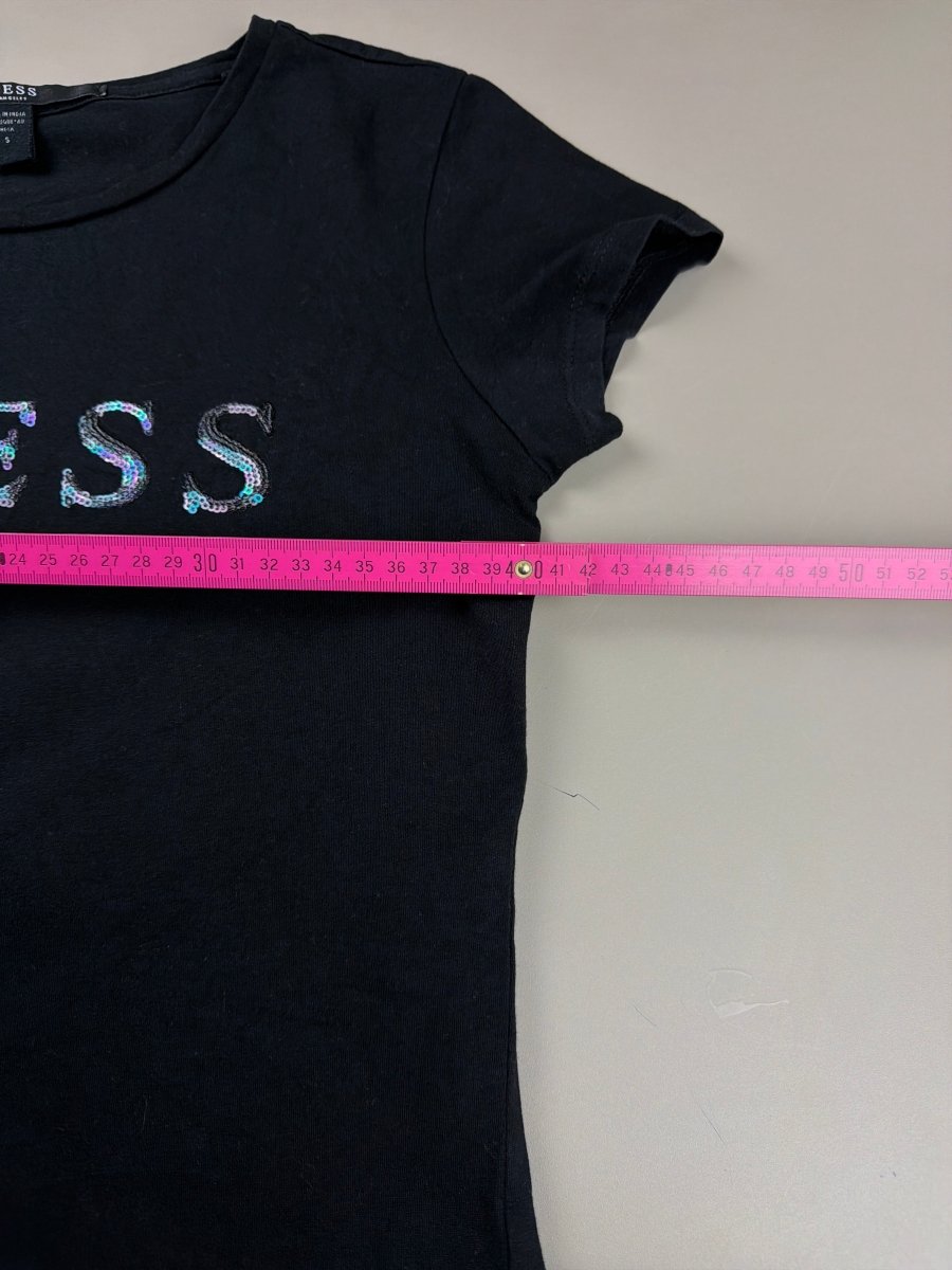 Guess Los Angeles "Sequin Triangle" Tee - All Black - Past Pieces