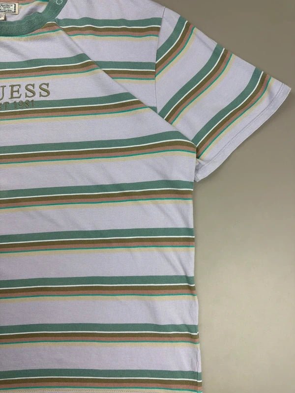 Guess Originals "Retro Stripe" Boxy Tee - Sage & Lavender - Past Pieces