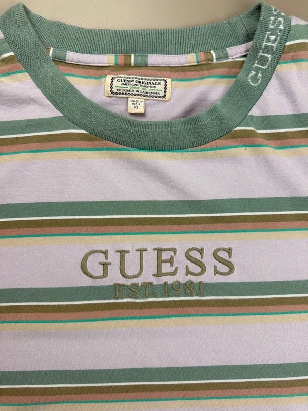 Guess Originals "Retro Stripe" Boxy Tee - Sage & Lavender - Past Pieces
