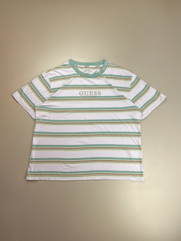 Guess Originals "Retro Stripe" Boxy Tee - Sage & Lavender