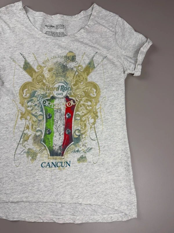 Hard Rock Cafe Cancun "World Tour" Guitar Graphic Tee - Heather Grey