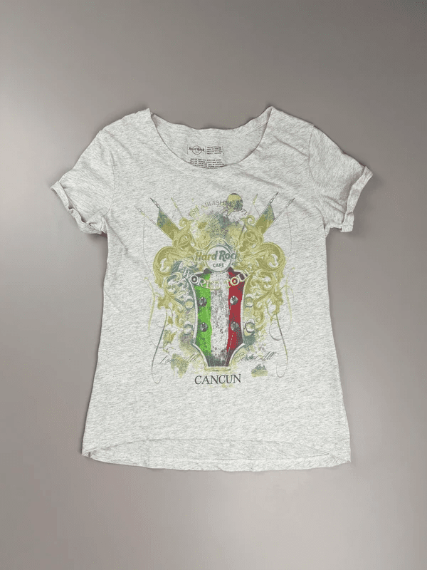 Hard Rock Cafe Cancun "World Tour" Guitar Graphic Tee - Heather Grey