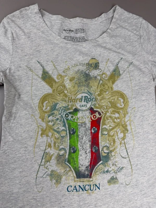 Hard Rock Cafe Cancun "World Tour" Guitar Graphic Tee - Heather Grey