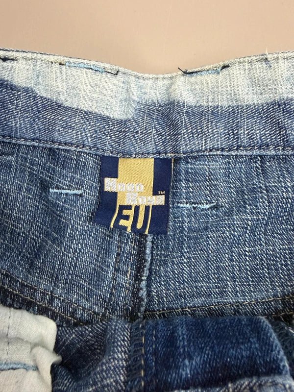 Hood Boyz "NYC Patch" Baggy Denim - Washed Blue Patchwork Y2K - Past Pieces