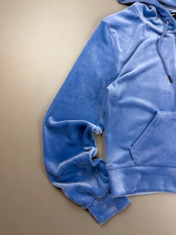 Iconic Playboy Velour Zip Hoodie - Pastel Blue
