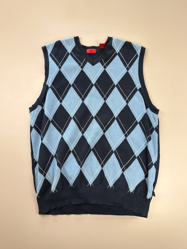 IZOD Vintage "Old Money" Argyle Knit Vest - Light Blue & Navy