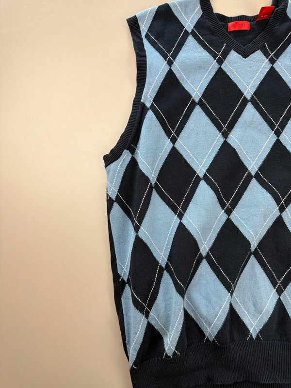 IZOD Vintage "Old Money" Argyle Knit Vest - Light Blue & Navy