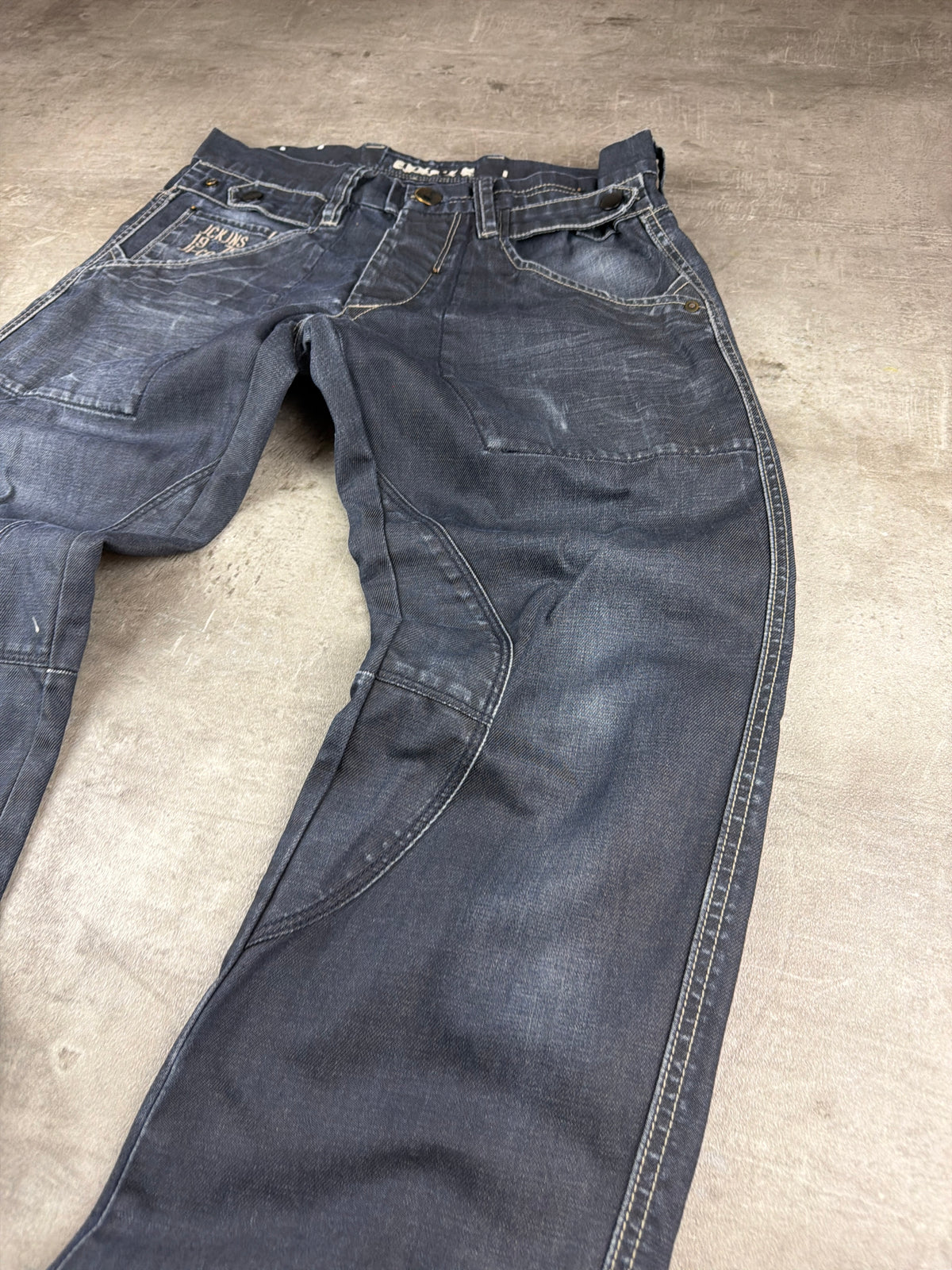 Jack & Jones Y2K Baggy Utility Jeans - Washed Navy Blue - Past Pieces