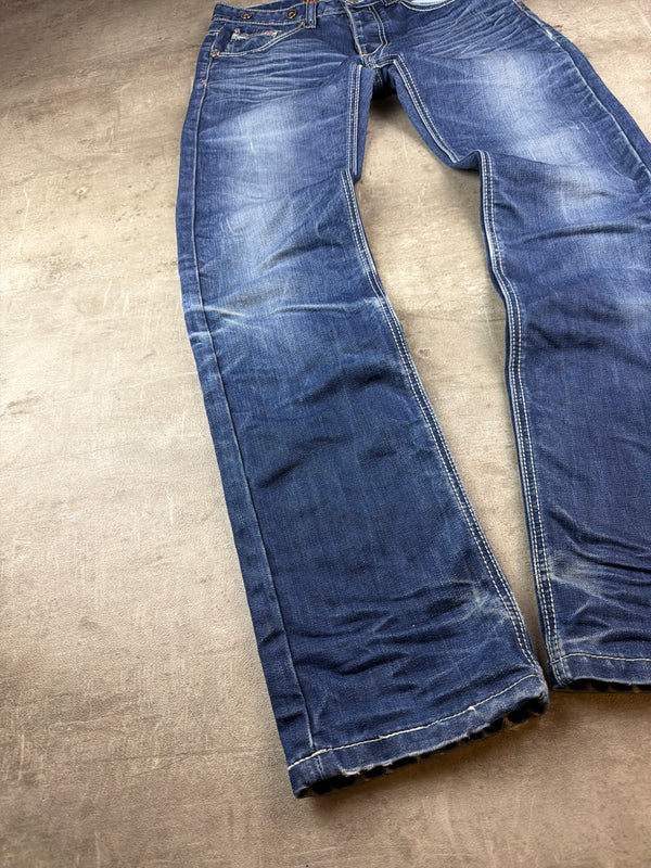 Jeansnet Y2K Distressed Straight Denim - Washed Blue