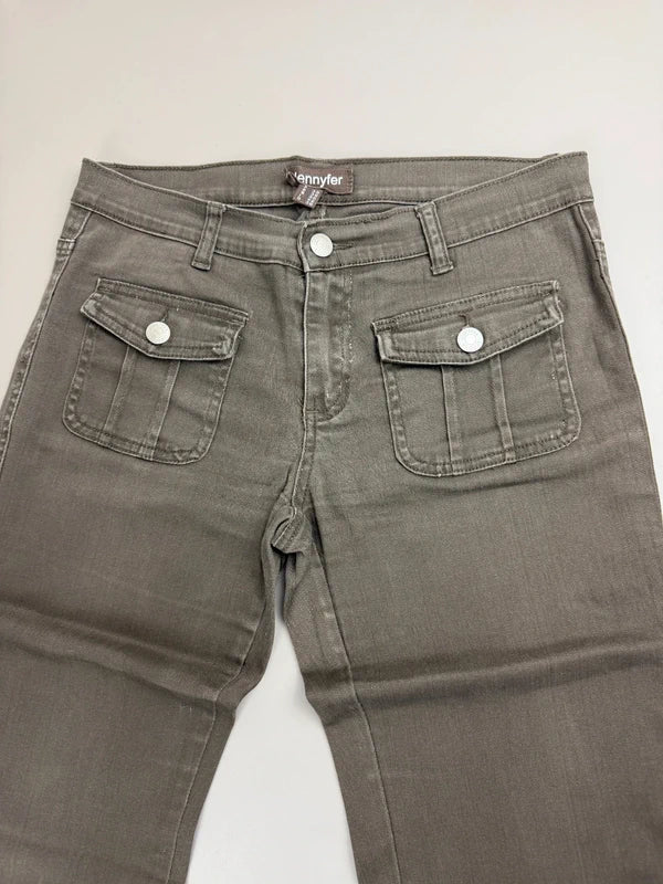 Jennyfer "Aura" Utility Low Waist Flare - Faded Charcoal - Past Pieces