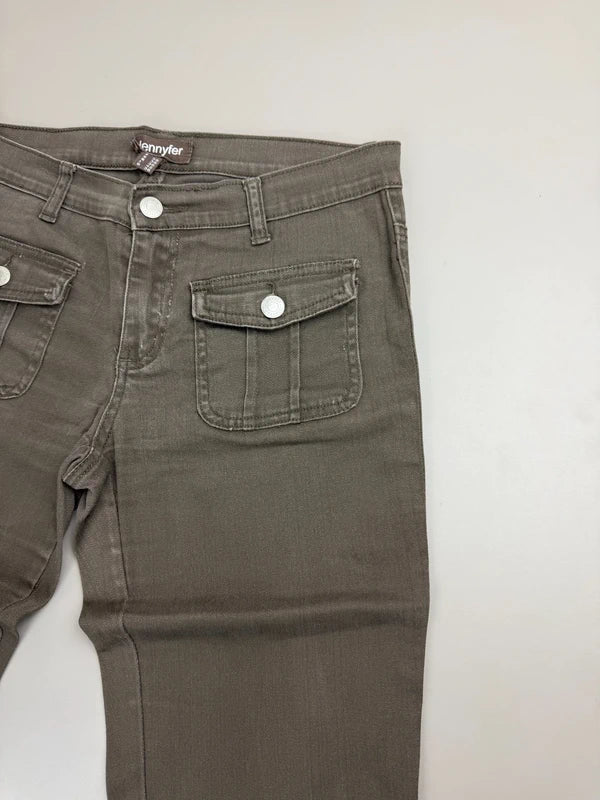 Jennyfer "Aura" Utility Low Waist Flare - Faded Charcoal - Past Pieces
