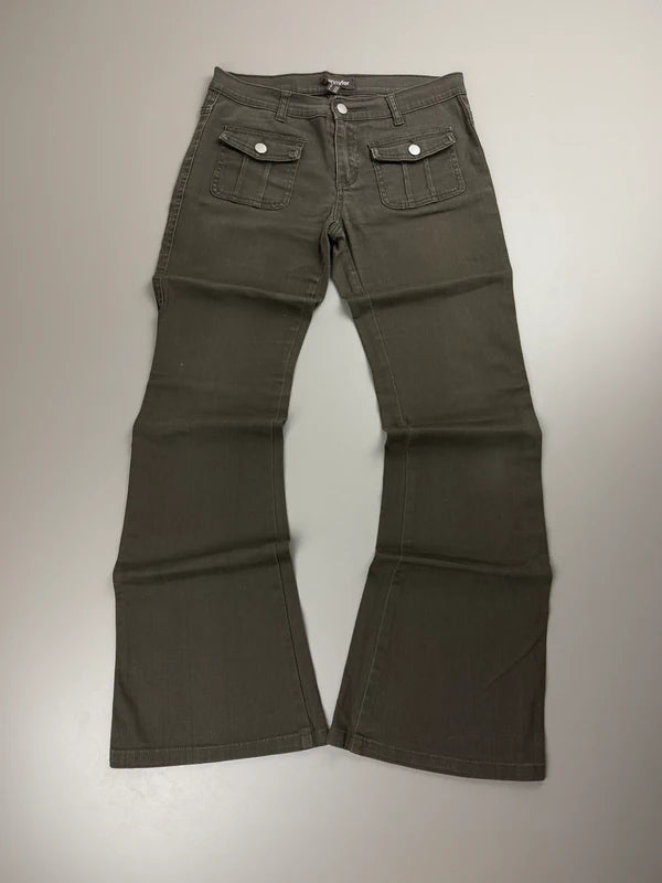 Jennyfer "Aura" Utility Low Waist Flare - Faded Charcoal - Past Pieces