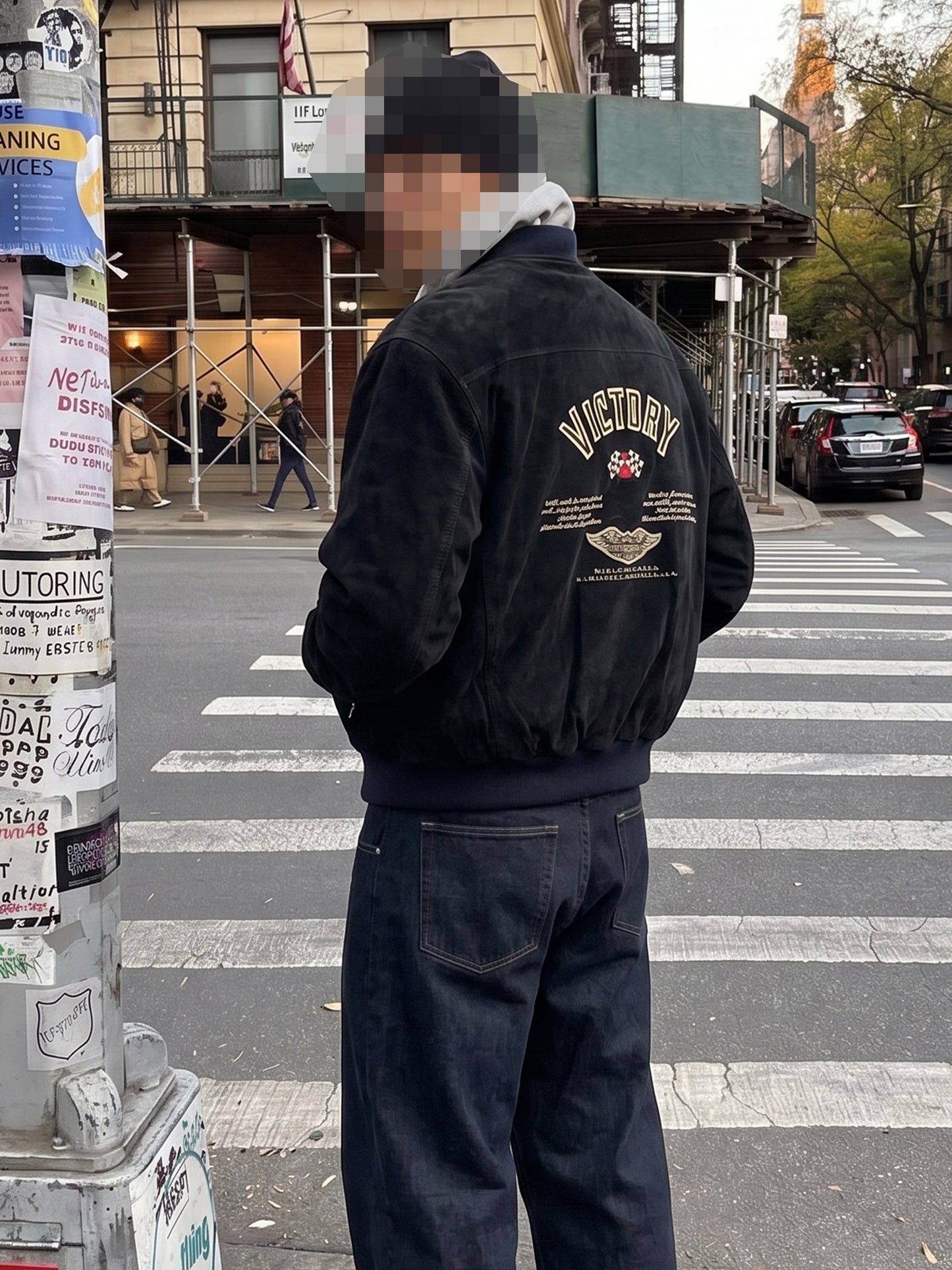 Harley Davidson Archive "Victory" Suede Bomber Jacket - All Black