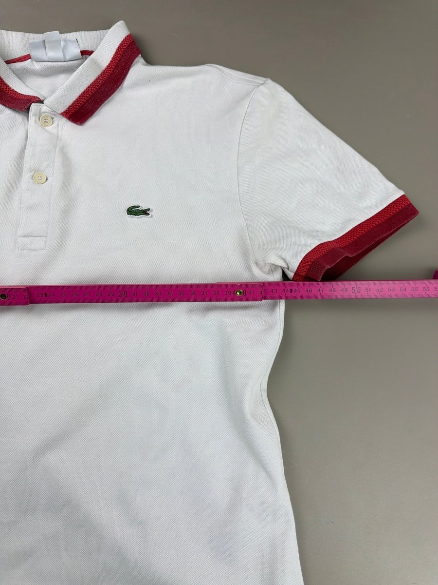 Lacoste Archive "Slim Fit" Contrast Polo - White / Burgundy Red - Past Pieces