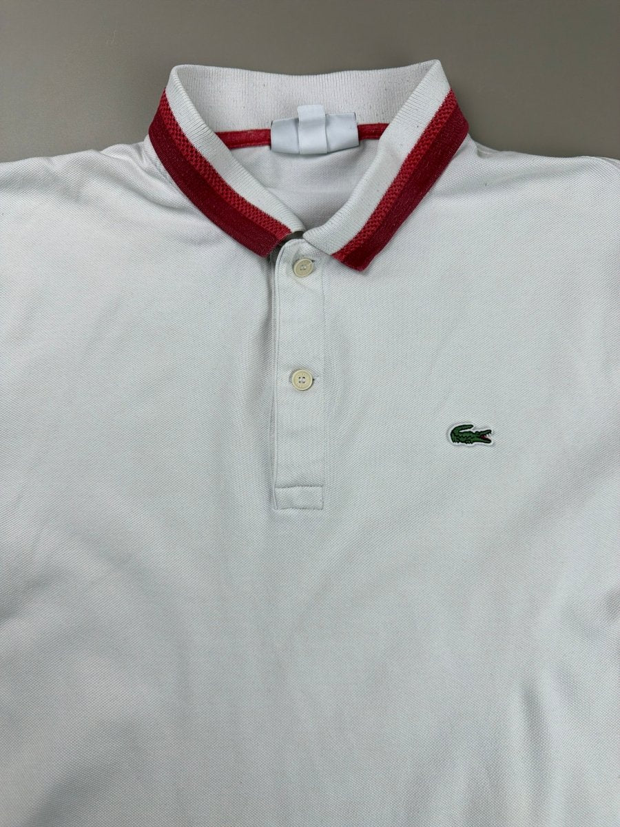 Lacoste Archive "Slim Fit" Contrast Polo - White / Burgundy Red - Past Pieces