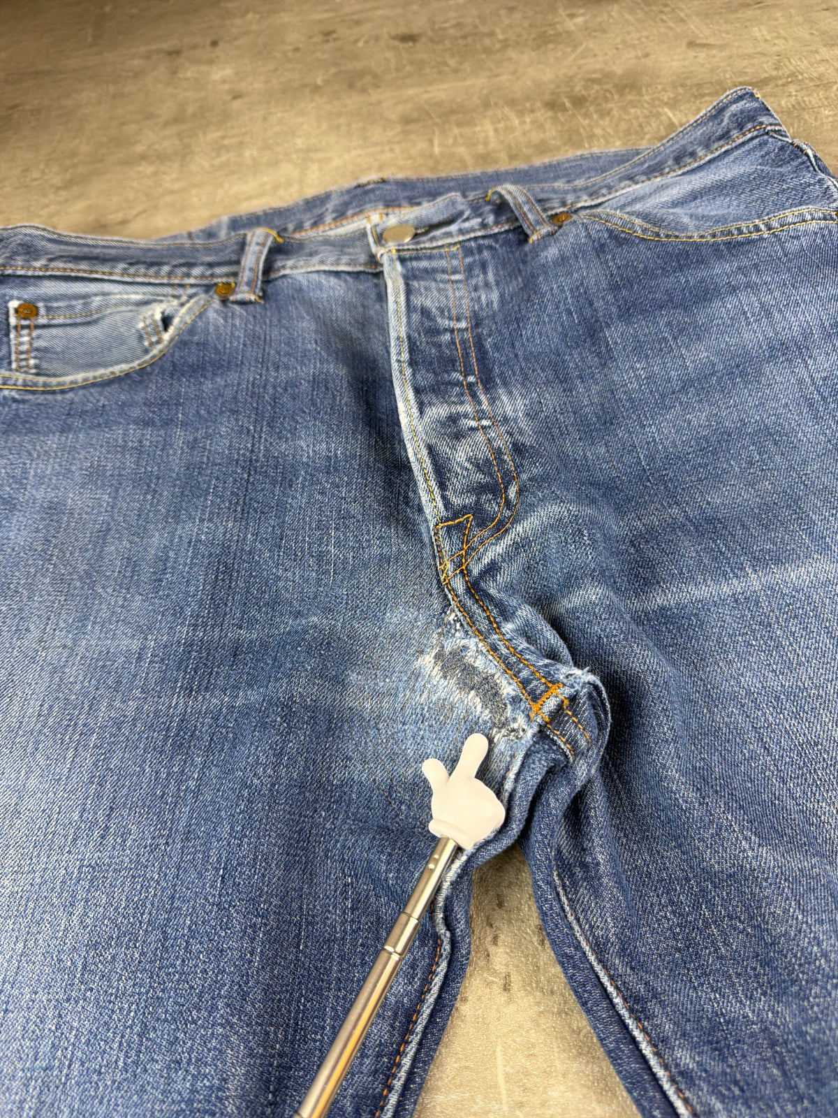Levi's "501" Vintage Faded Straight Leg Denim Jeans - Washed Blue - Past Pieces