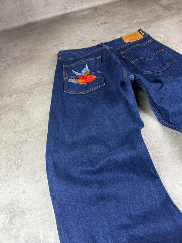 Levi's Baggy Embroidered Bird Denim Jeans - Dark Indigo Blue