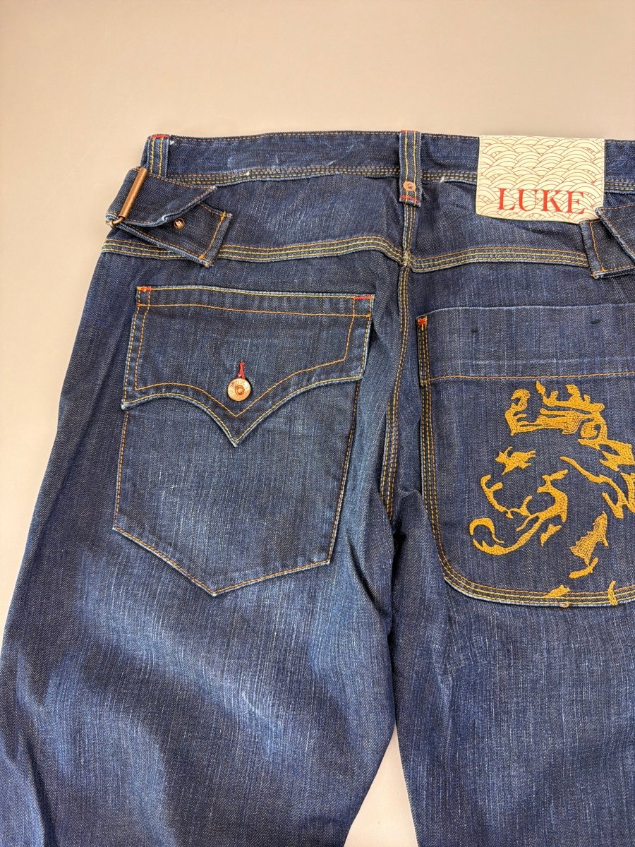 Luke Black Country Originals Japanese Denim "Lion" - Baggy Y2K Embroidery - Past Pieces