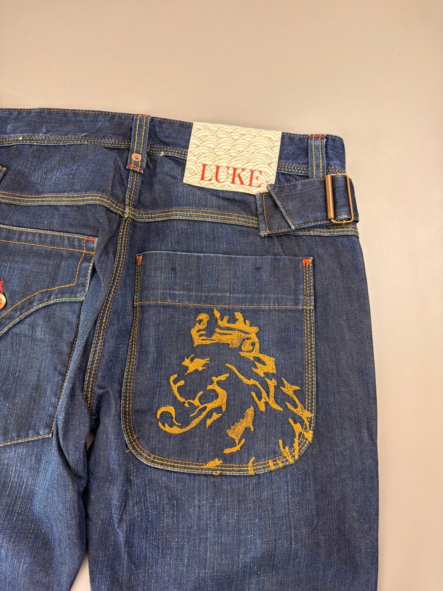 Luke Black Country Originals Japanese Denim "Lion" - Baggy Y2K Embroidery - Past Pieces