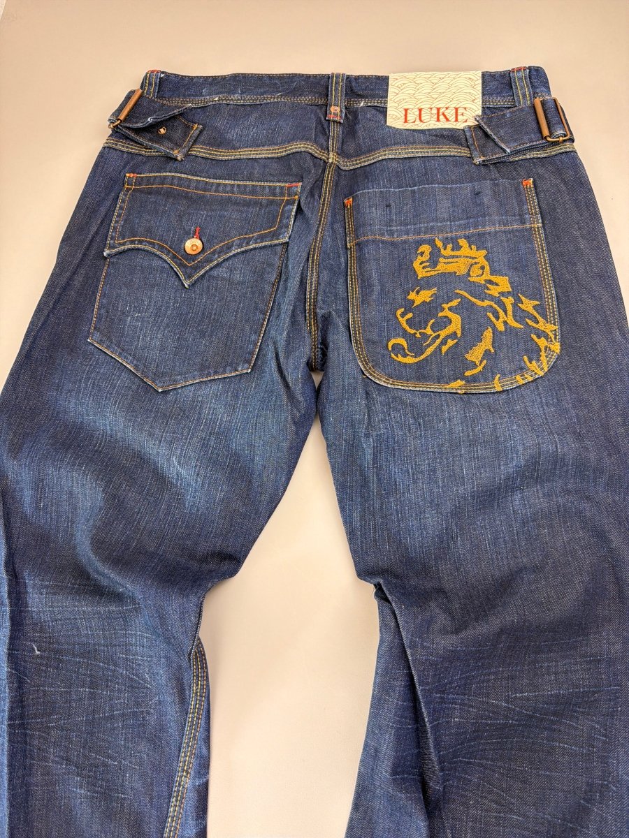 Luke Black Country Originals Japanese Denim "Lion" - Baggy Y2K Embroidery - Past Pieces
