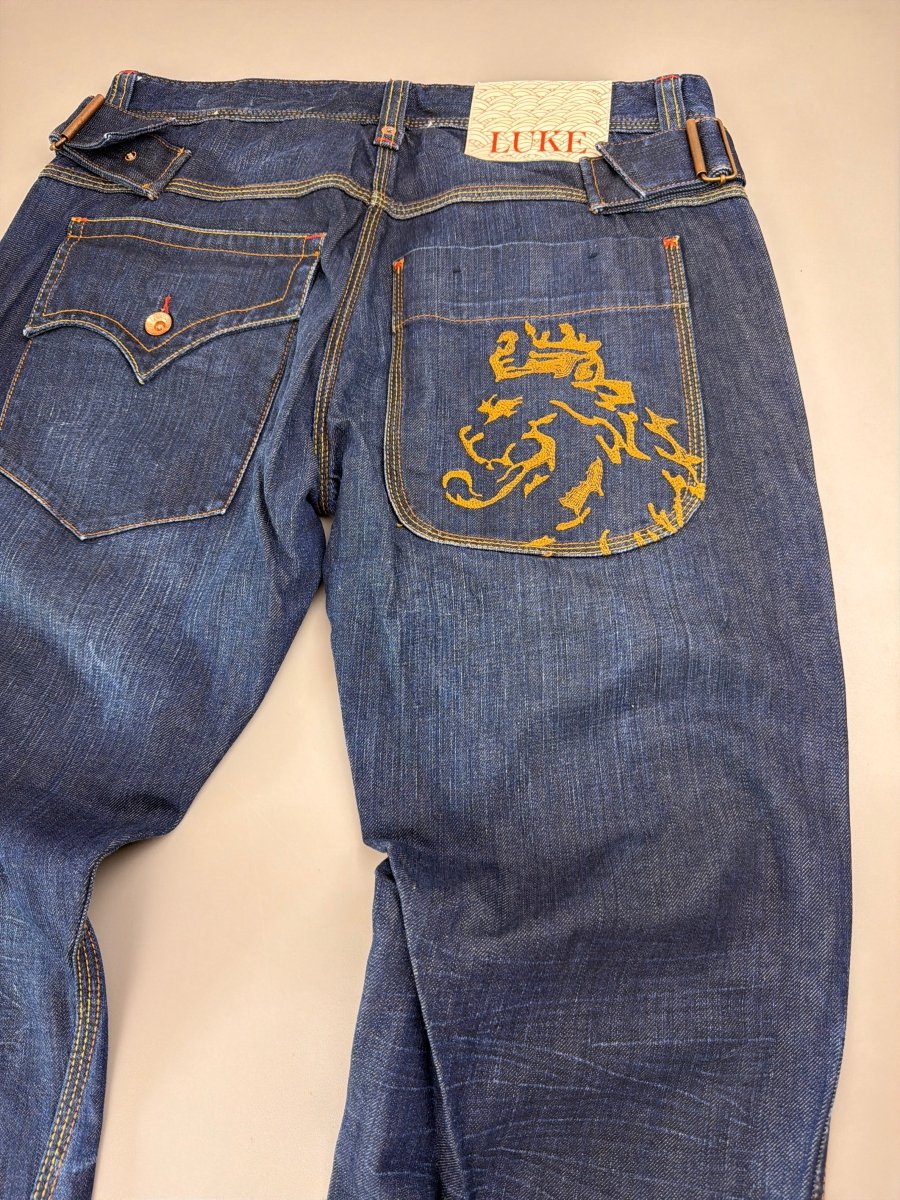 Luke Black Country Originals Japanese Denim "Lion" - Baggy Y2K Embroidery - Past Pieces