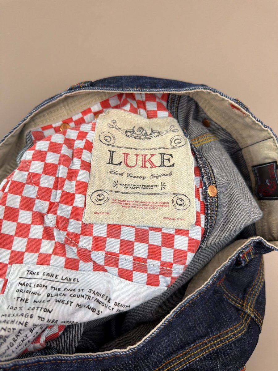 Luke Black Country Originals Japanese Denim "Lion" - Baggy Y2K Embroidery - Past Pieces