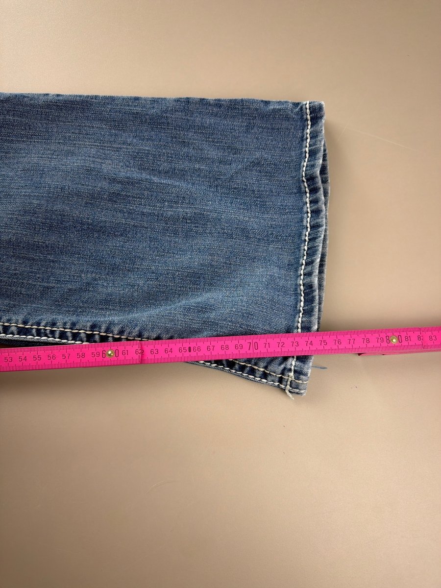 Miss Me Archive "Iconic Slim Boot" Low Waist Denim - Y2K Bling Distressed Blue - Past Pieces