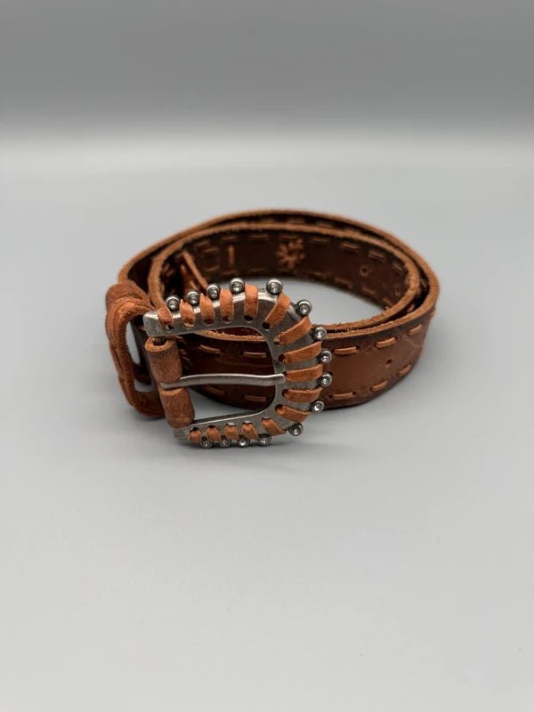 Miss Me Archive "Western Star" Studded Belt - Cognac Rhinestone