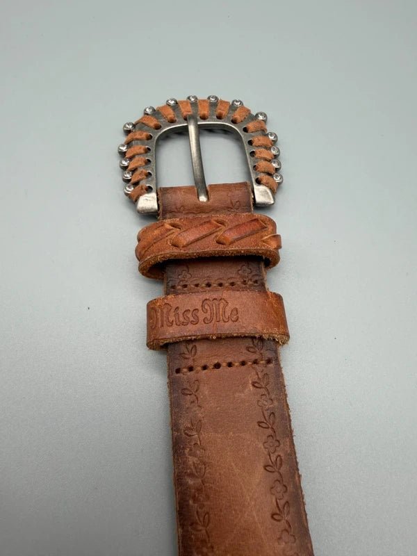 Miss Me Archive "Western Star" Studded Belt - Cognac Rhinestone - Past Pieces
