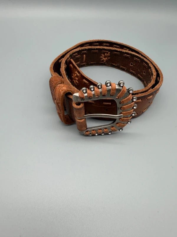 Miss Me Archive "Western Star" Studded Belt - Cognac Rhinestone