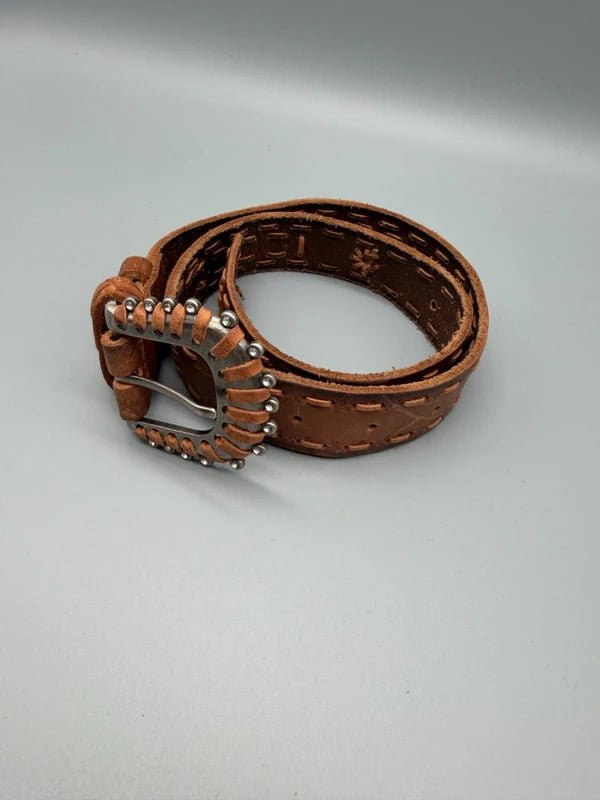 Miss Me Archive "Western Star" Studded Belt - Cognac Rhinestone