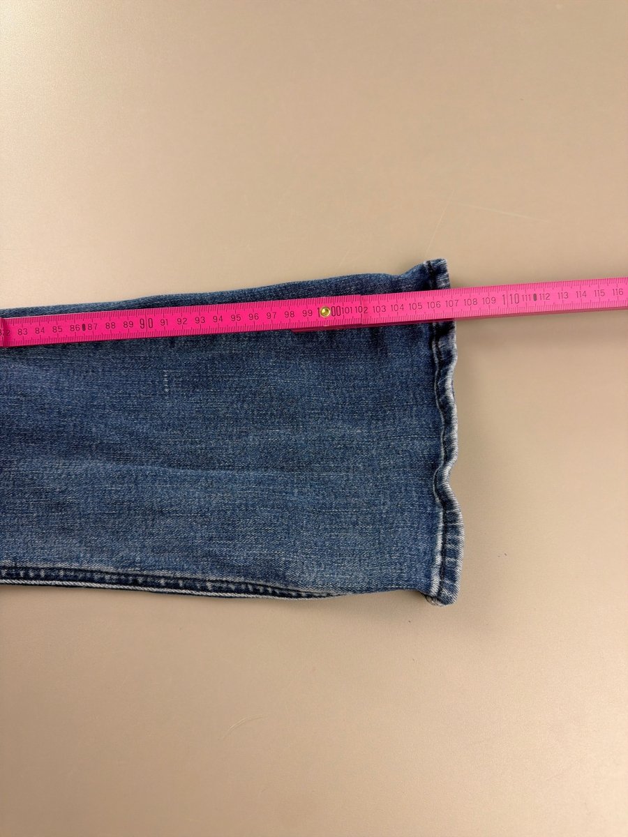 Mother Denim Archive "Iconic M" Studded Flare – Y2K Low Waist Washed Indigo - Past Pieces