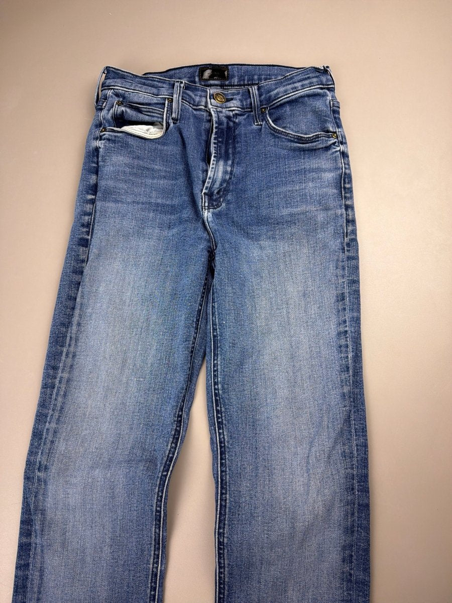 Mother Denim Archive "Iconic M" Studded Flare – Y2K Low Waist Washed Indigo - Past Pieces