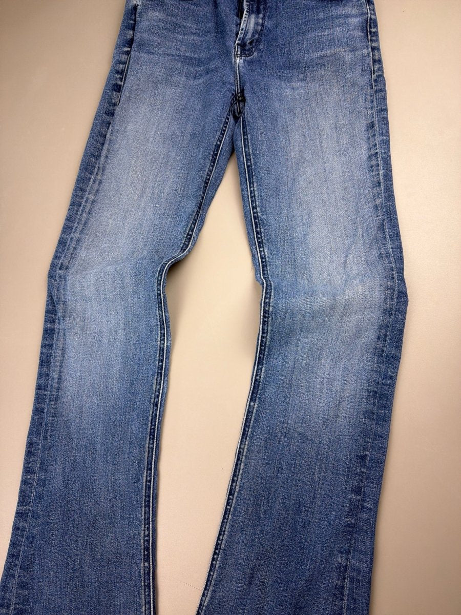 Mother Denim Archive "Iconic M" Studded Flare – Y2K Low Waist Washed Indigo - Past Pieces