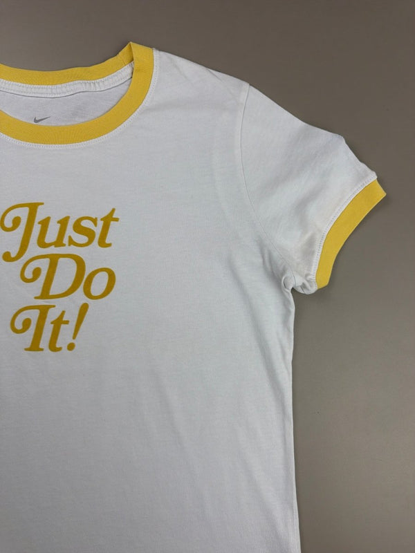 Nike Retro Script "Just Do It" Ringer Tee - Sun Yellow