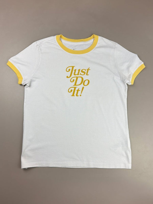 Nike Retro Script "Just Do It" Ringer Tee - Sun Yellow