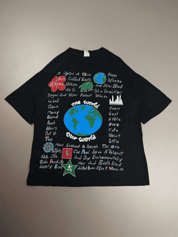 "One World Our World" Earth Day Graphic Tee - Black