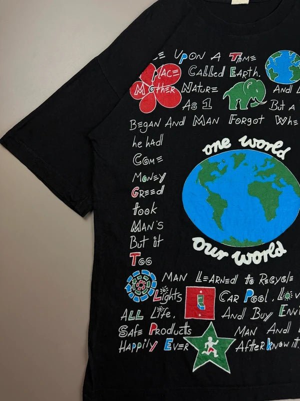 "One World Our World" Earth Day Graphic Tee - Black