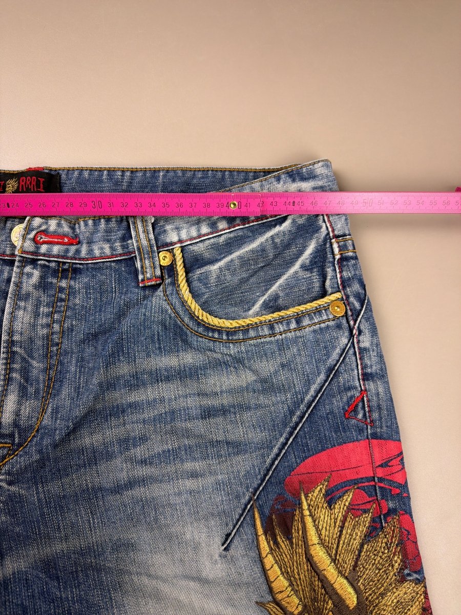 Oniarai Archive "Demon Oni" Heavy Embroidered Denim - Washed Blue - Past Pieces