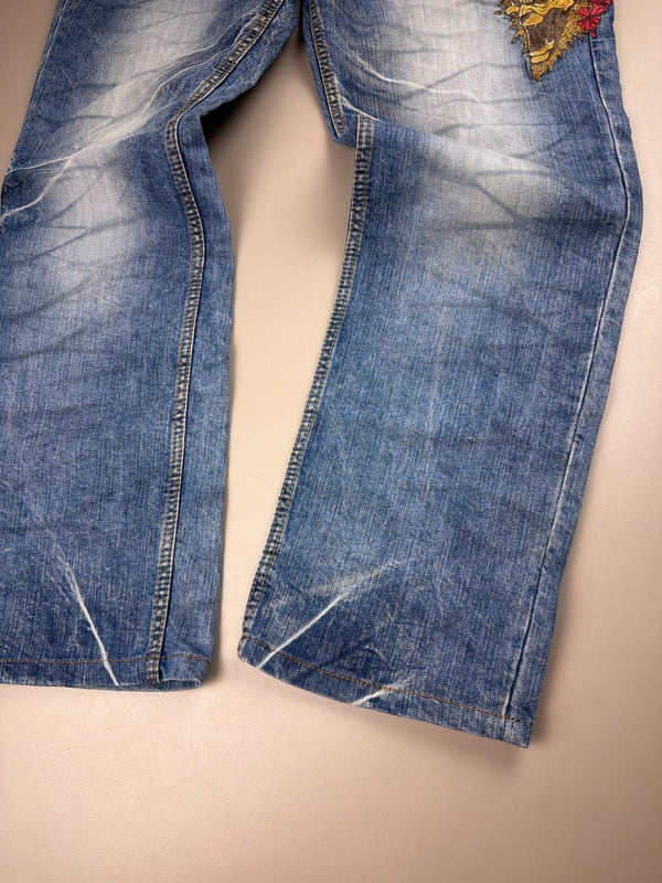 Oniarai Archive "Demon Oni" Heavy Embroidered Denim - Washed Blue